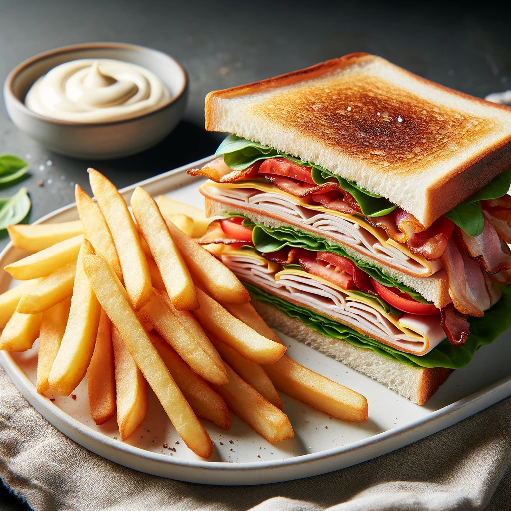 worlds best club sandwich and french fries